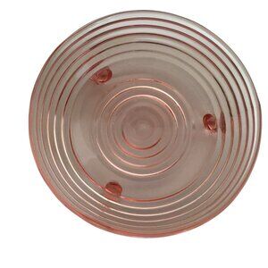 VINTAGE ANCHOR HOCKING Pink Manhattan Depression Glass Ribbed 3-Footed Bowl 6.5"